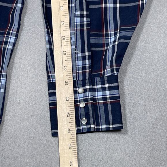Ely Cattleman Mens XXL Western Shirt Plaid Long Sleeve Snap Front Cowboy Blue - Picture 8 of 10